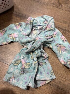 Plush Hooded frozen Bathrobe in Aqua with Elsa Print
